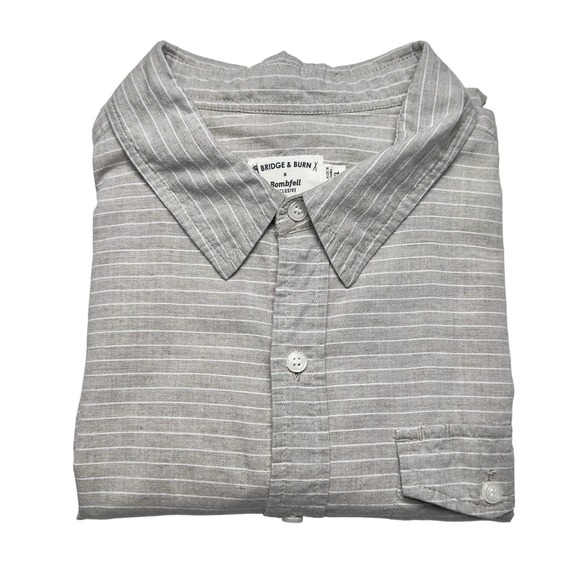 Bridge & Burn | Men | Tan Striped Short Sleeve Button Up Shirt | Size XL - Picture 11 of 11